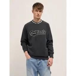 The Bear House Black Cotton Relaxed Fit Embroidered Sweatshirt-picture-18