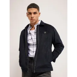 The Bear House Black Polyester Regular Fit Textured Casual Jacket-picture-23