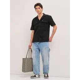 The Bear House Black Textured Regular Fit Shirt-picture-24