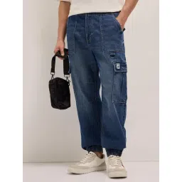 The Bear House Blue Cotton Relaxed Fit Solid Jeans-picture-16