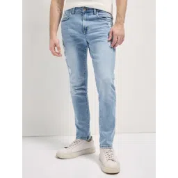 The Bear House Blue Cotton Slim Fit Distressed Jeans-picture-34