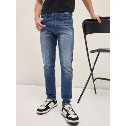 The Bear House Blue Cotton Slim Fit Solid Jeans-picture-24