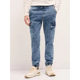 The Bear House Blue Cotton Slim Fit Solid Jeans-picture-29