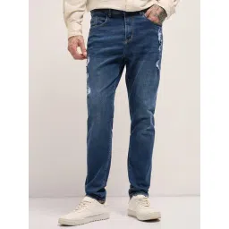 The Bear House Blue Cotton Slim Fit Solid Jeans-picture-22