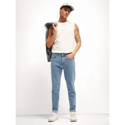 The Bear House Blue Cotton Slim Fit Solid Jeans image 4