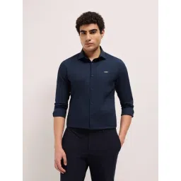 The Bear House Blue Cotton Solid Regular Fit Shirt-picture-30