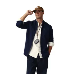 The Bear House Blue Cotton Solid Slim Fit Shirt-picture-21