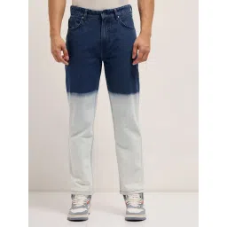 The Bear House Blue Cotton Straight Fit Colourblocked Jeans-picture-40