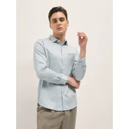 The Bear House Blue Cotton Tailored Fit Print Formal Shirt image 1