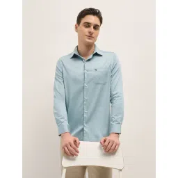 The Bear House Blue Cotton Tailored Fit Solid Formal Shirt-picture-11