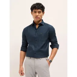 The Bear House Blue Cotton Woven Design Regular Fit Shirt-picture-30