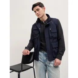 The Bear House Blue Nylon Regular Fit Solid Casual Jacket-picture-33