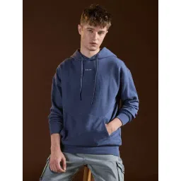 The Bear House Blue Relaxed Fit Solid Hoodie-picture-30