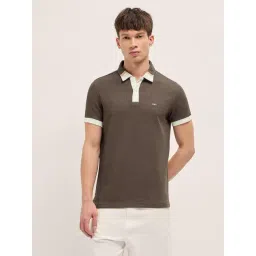 The Bear House Brown Polyester Woven Design Regular Fit Polo T-Shirt-picture-22