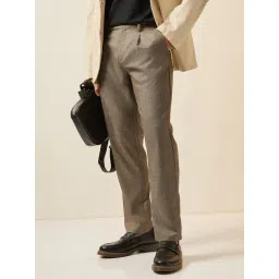 The Bear House Brown Regular Fit Solid Trousers-picture-29