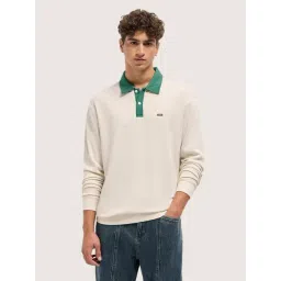 The Bear House Cream Cotton Relaxed Fit Texture Polo T-Shirt-picture-22