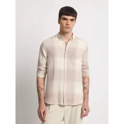 The Bear House Cream Cotton Slim Fit Checks Shirt-picture-16