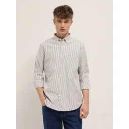 The Bear House Cream Cotton Slim Fit Stripes Shirt-picture-29