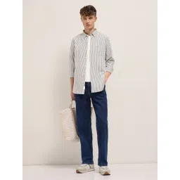 The Bear House Cream Cotton Slim Fit Stripes Shirt image 5