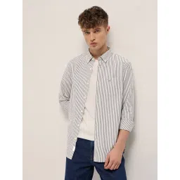 The Bear House Cream Cotton Slim Fit Stripes Shirt image 4