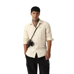 The Bear House Cream Cotton Solid Slim Fit Shirt-picture-33