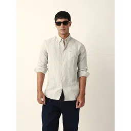 The Bear House Cream Cotton Striped Slim Fit Shirt-picture-10