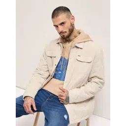 The Bear House Cream Polyester Regular Fit Self Design Casual Jacket-picture-43