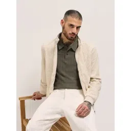 The Bear House Cream Polyester Regular Fit Self Design Casual Jacket-picture-40