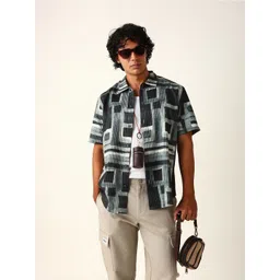 THE BEAR HOUSE Geometric Printed Spread Collar Relaxed Fit Casual Shirt-picture-39