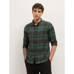 The Bear House Green Cotton Checked Regular Fit Shirt-picture-19