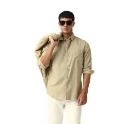 The Bear House Green Cotton Striped Slim Fit Shirt-picture-27