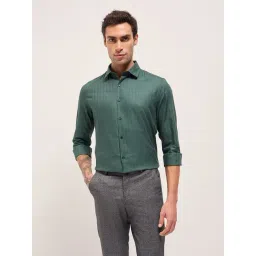 The Bear House Green Cotton Tailored Fit Textured Formal Shirt-picture-37