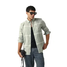 The Bear House Green Polyester Checked Slim Fit Shirt-picture-21