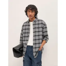 The Bear House Grey Cotton Checked Regular Fit Shirt-picture-11