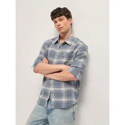 The Bear House Grey Cotton Checked Regular Fit Shirt-picture-26