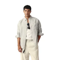 The Bear House Grey Cotton Checked Relaxed Fit Shirt-picture-35