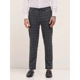 The Bear House Grey Slim Fit Checks Trousers-picture-25