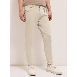 The Bear House Khaki Cotton Skinny Fit Solid Jeans-picture-38