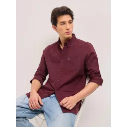 The Bear House Maroon Cotton Solid Regular Fit Shirt-picture-31
