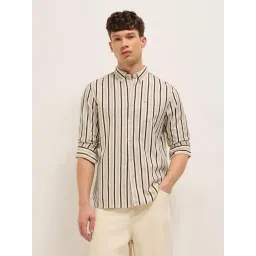 The Bear House Maroon Cotton Striped Regular Fit Shirt-picture-42