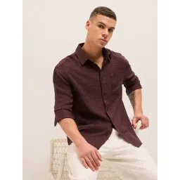 The Bear House Maroon Polyester Blend Solid Relaxed Fit Shirt-picture-48
