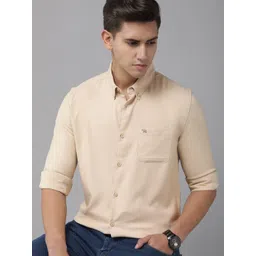 THE BEAR HOUSE Men Beige Solid Slim Fit Casual Shirt-picture-11