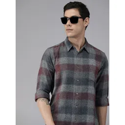 THE BEAR HOUSE Men Blue Pure Cotton Slim Fit Checked Casual Shirt-picture-32