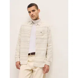 THE BEAR HOUSE Men Button-Down Collar Horizontal Striped Relaxed Fit Casual Shirt-picture-33