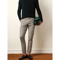 THE BEAR HOUSE Men Checked Slim Fit Trousers-picture-43