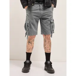 THE BEAR HOUSE Men Cotton Solid Knee Length Cargo Shorts-picture-10