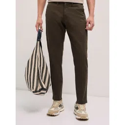 THE BEAR HOUSE Men Cotton Solid Slim Fit Trousers-picture-28