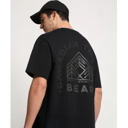 the bear house Men Graphic Print Round Neck Pure Cotton Black T-Shirt-picture-14
