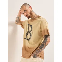 THE BEAR HOUSE Men Graphic Printed Round Neck Cotton Oversized T-shirt-picture-23