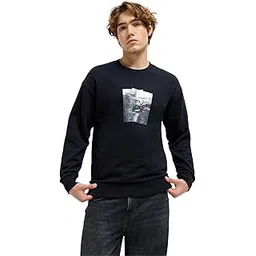 THE BEAR HOUSE Men Graphic Printed Round Neck Cotton Pullover Sweatshirt-picture-11